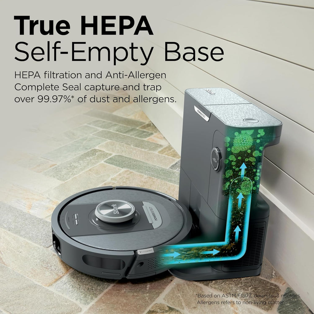 Shark PowerDetect Self-Empty Robot Vacuum - Auto Deep-Clean Carpets & Hard Floors, XL 60-Day HEPA Bagless, Black