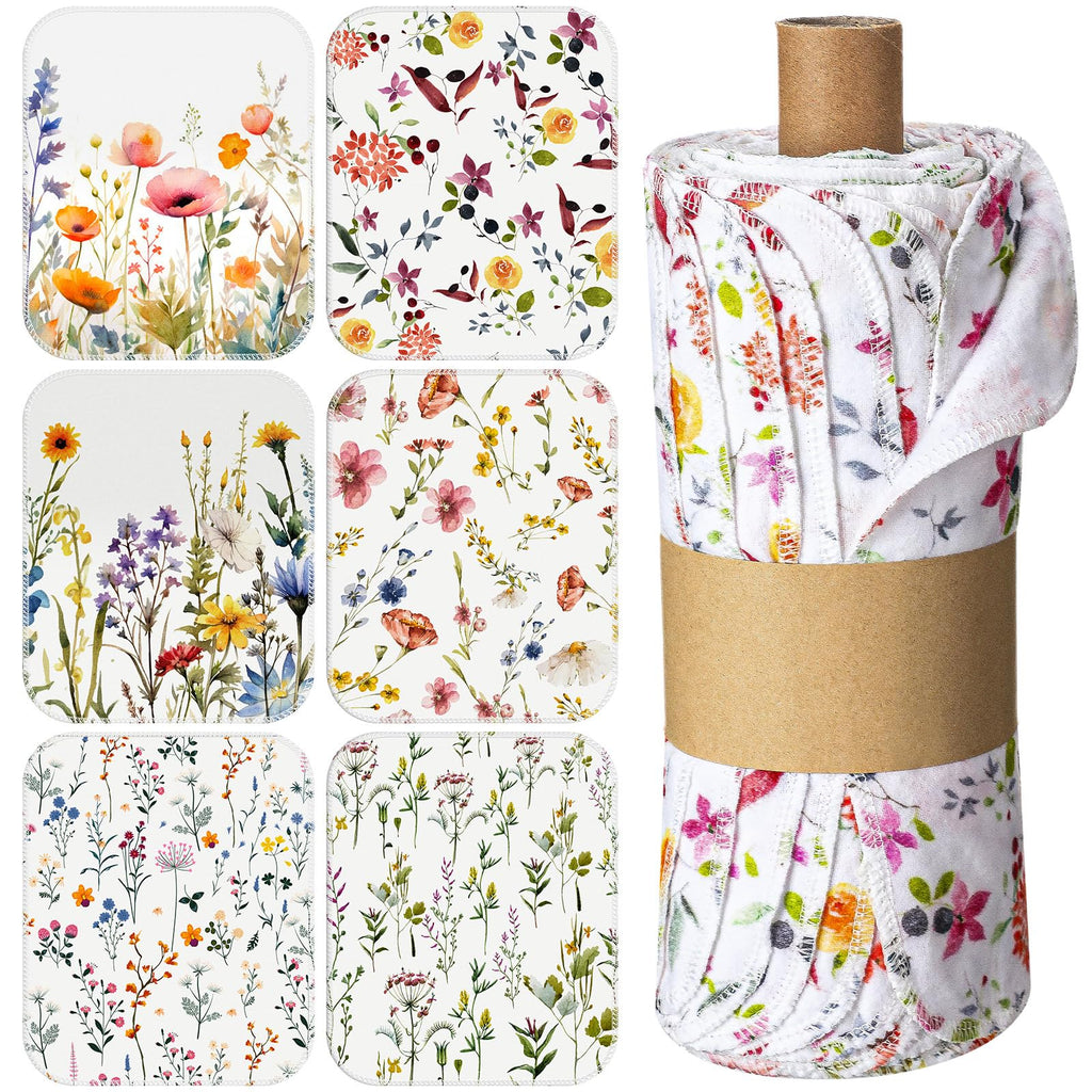 Noveread 90 Pack Reusable Cleaning Cloths Washable Cotton Kitchen Dish Towels for Home Party Supplies Bulk, 9.84x11.81in (Wildflowers)