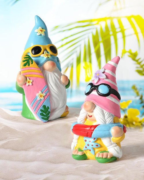 iStatue Pool Gnomes - 2PCS Hand-Painted Funny Resin Statues | Beach Summer Decor for Garden & Poolside