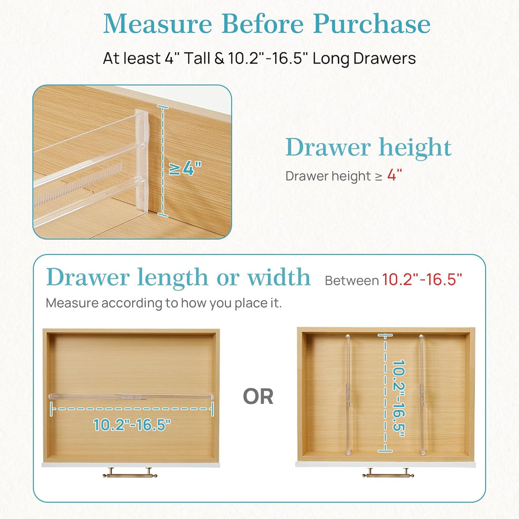 Vtopmart Drawer Dividers - 12 Pack Adjustable Expandable Organizers for Clothes | Clear Plastic 4" High
