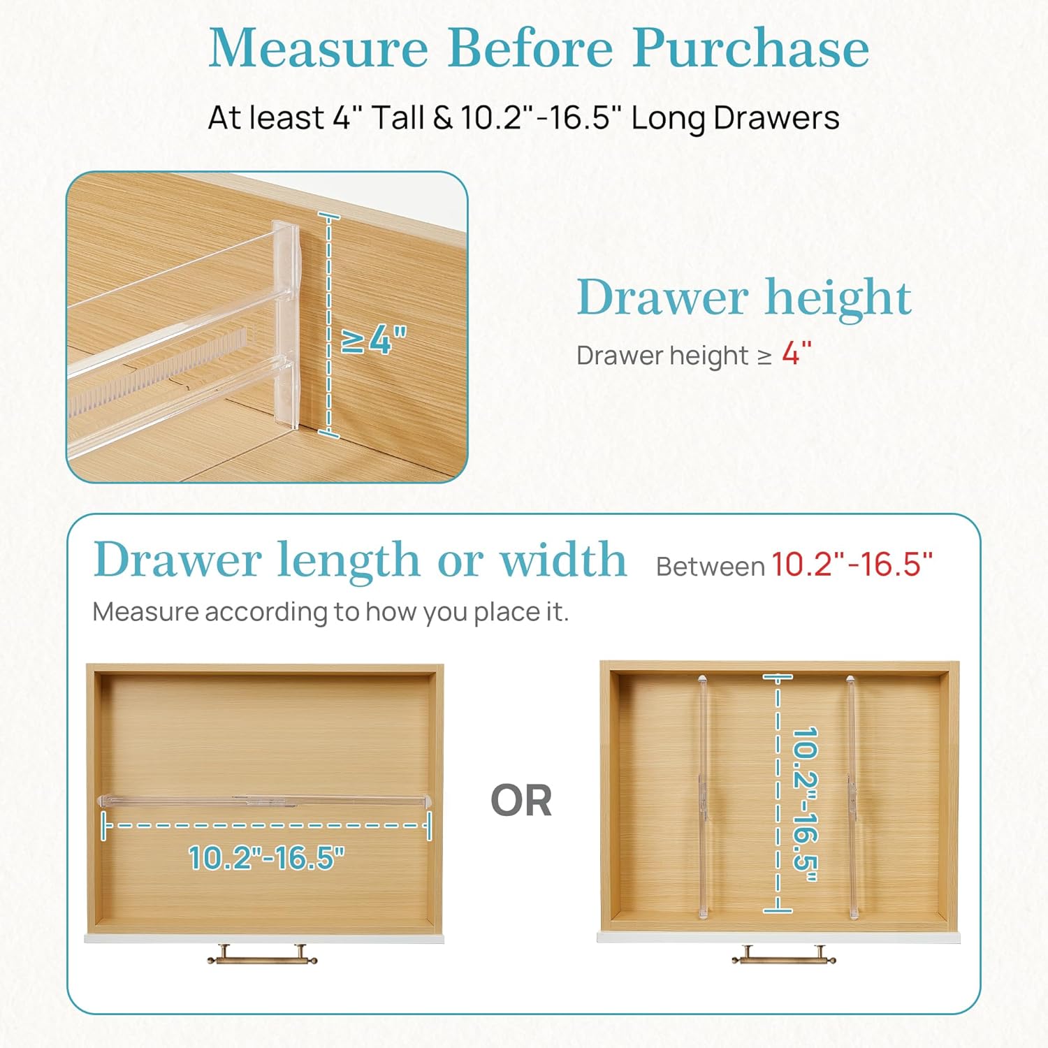 Vtopmart Drawer Dividers - 12 Pack Adjustable Expandable Organizers for Clothes | Clear Plastic 4" High