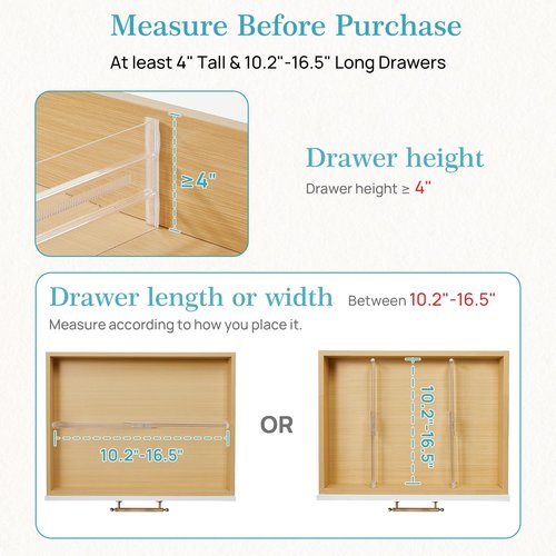 Vtopmart 18 Pack Drawer Dividers for Clothes, 4" High 10.2"-16.5" Adjustable Expandable Dresser Drawer Organizer, Clear Plastic Separators for Dresser, Baby Clothing, Underwear, Cosmetic, Toiletries