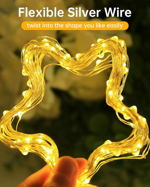 Blingstar USB Powered Fairy Lights - 33Ft 100 LED Mini String Lights | Flexible Silver Wire for Indoor Holiday Decor
