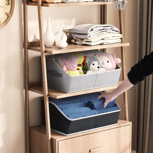 Homsorout Closet Organizers - Large Fabric Storage Bins with Handles | 6-Pack Shelf Organizer