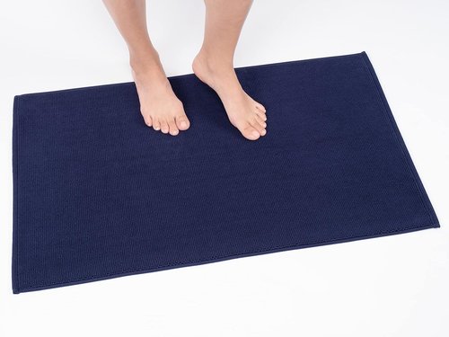 Cotton Paradise 100% Cotton Bath Mat - Non-Slip, Soft & Absorbent | 20x34 Inch, Navy Blue