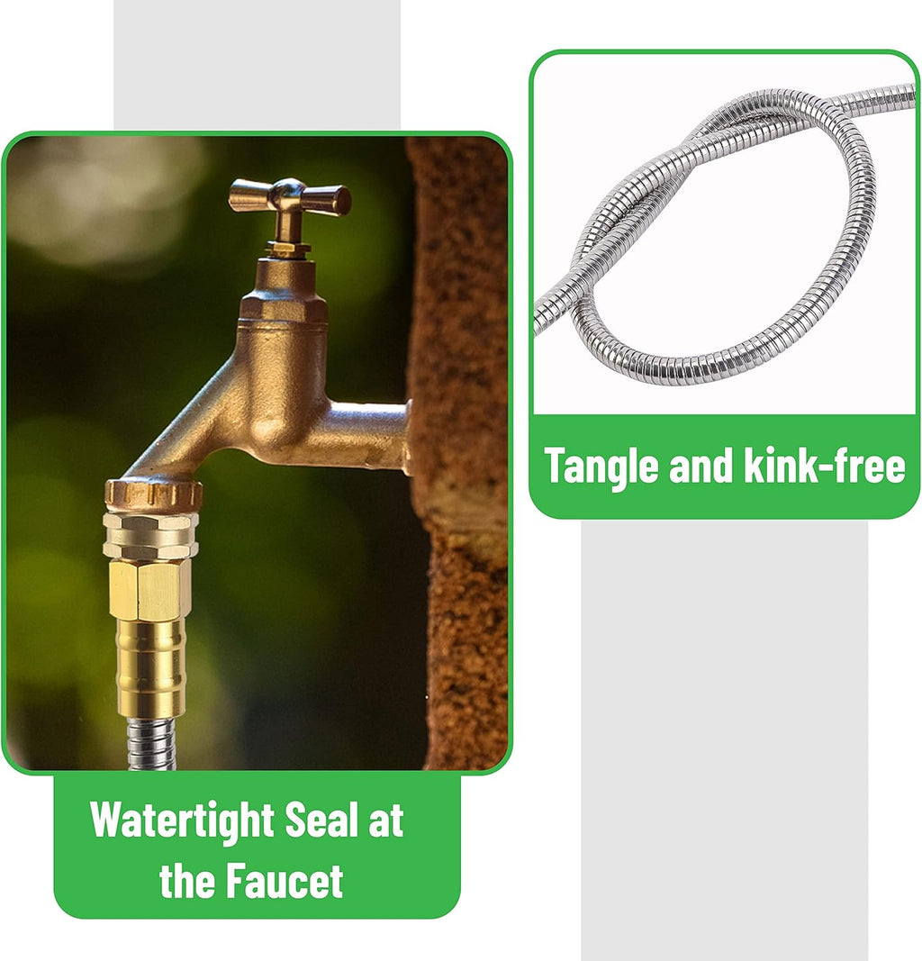 UNCO 10 Feet Stainless Steel Garden Hose - No Kink Design for Easy Handling and Durability