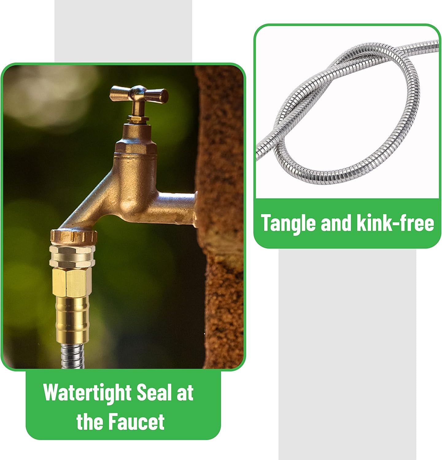 UNCO 10 Feet Stainless Steel Garden Hose - No Kink Design for Easy Handling and Durability