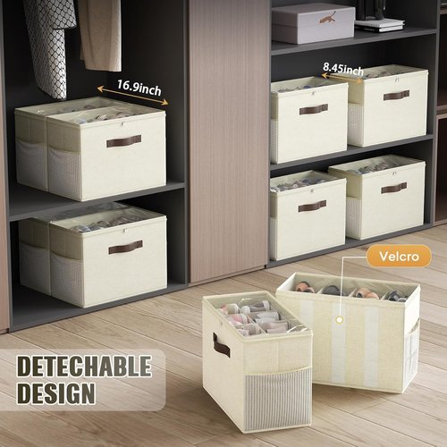 Budding Joy 90L Large Storage Bags - 6 Pack Foldable Closet Organizers & 2 Pack Clear Shoe Organizers