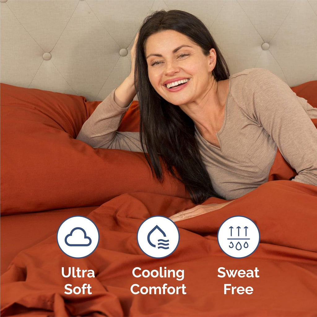 Split King Size 5-Piece Sheet Set - Comfy Cooling Bed Sheets | Hotel Luxury Bedding - Deep Pockets, Wrinkle-Free - Oeko-Tex Certified - Terracotta