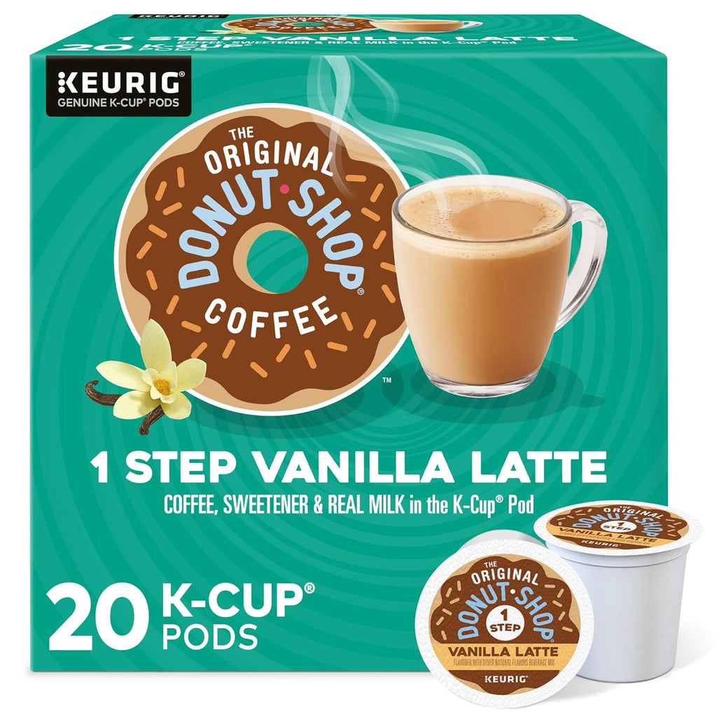 Original Donut Shop Vanilla Latte K-Cup Pods - Flavored Coffee, 20 Count, Perfect for Keurig