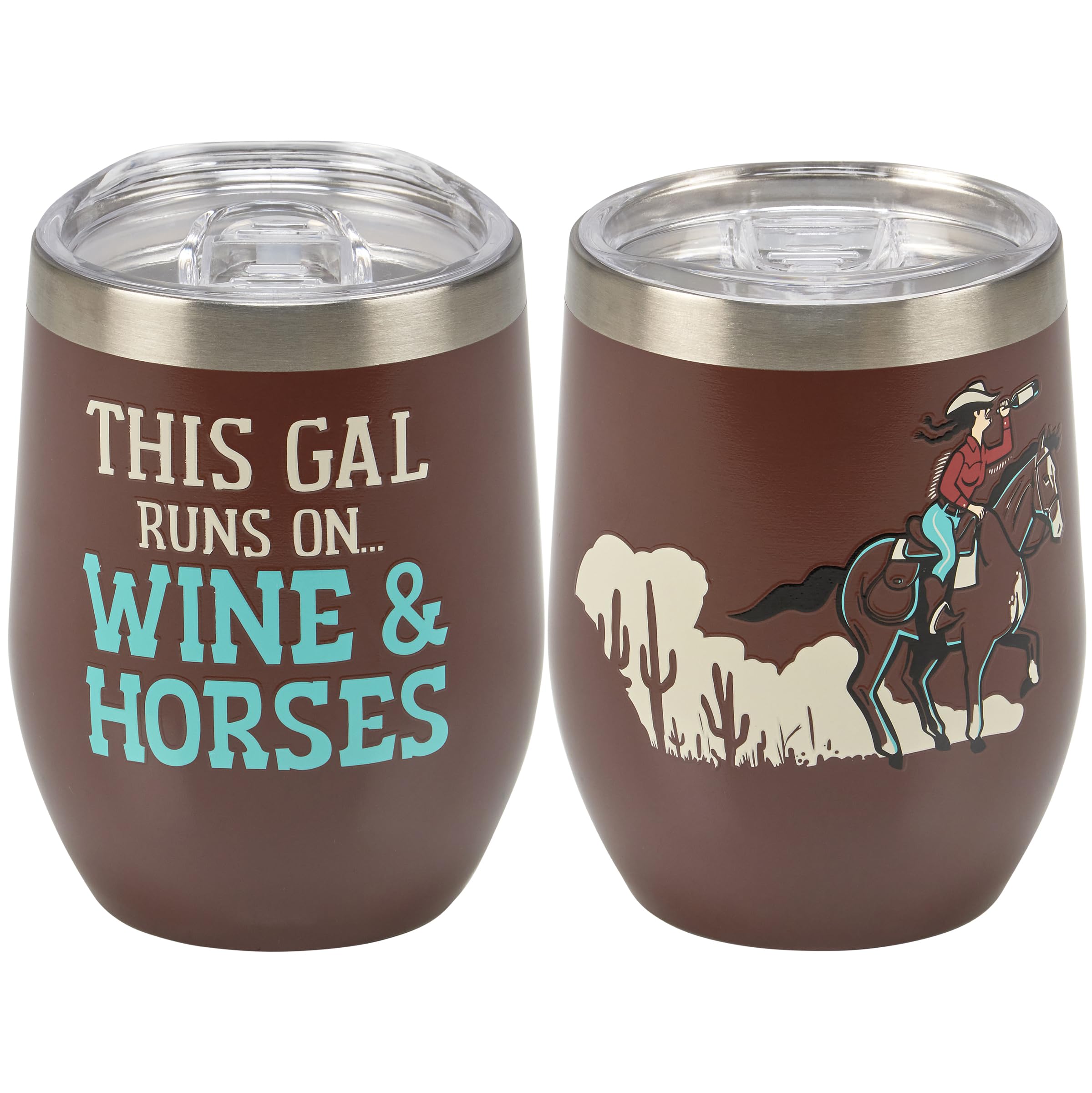 Primitives by Kathy Insulated, Stainless Steel Wine Tumbler - This Gal Runs On... Wine & Horses