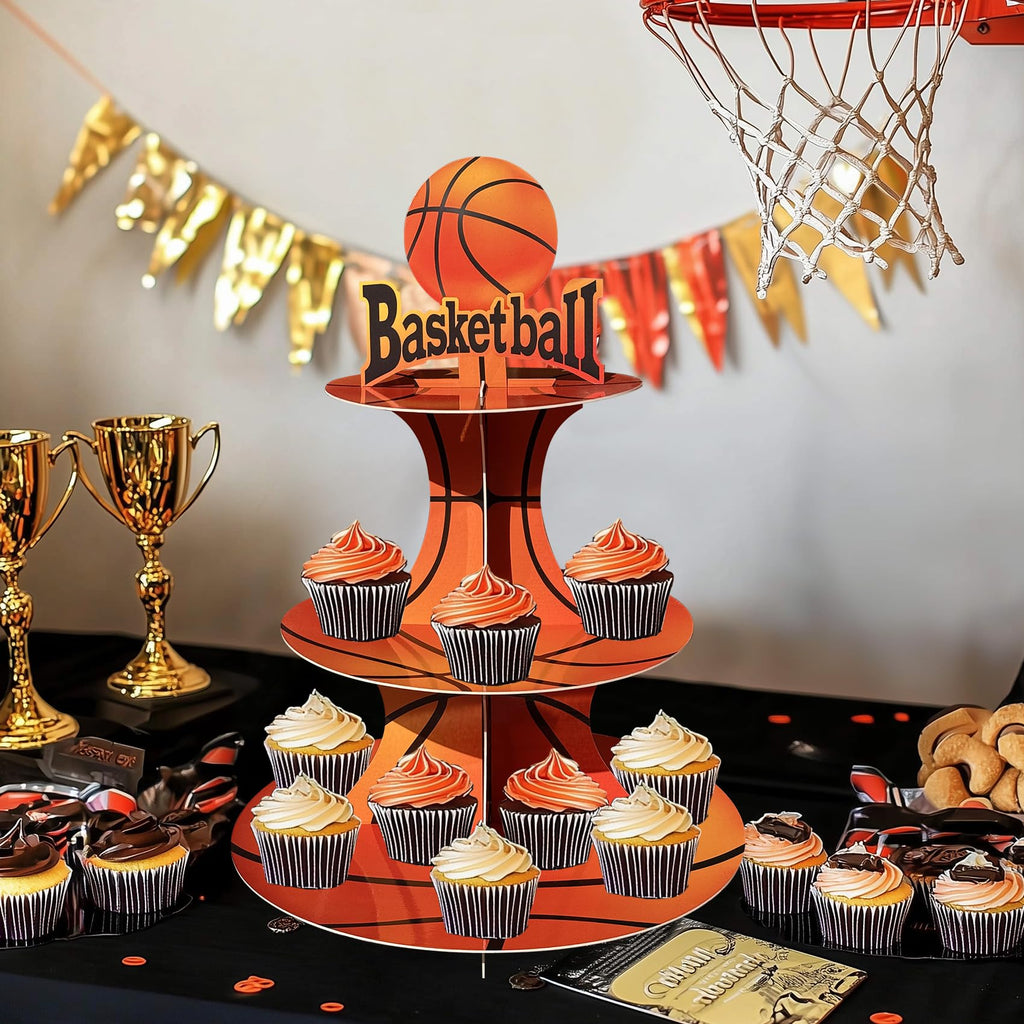 3 Tier Basketball Cupcake Stand Basketball Birthday Party Decorations Basketball Party Decorations Basketball Party Favors