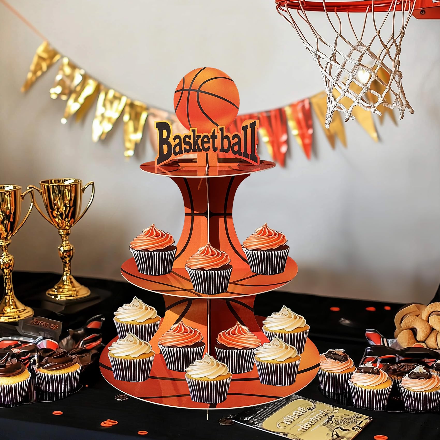 3 Tier Basketball Cupcake Stand Basketball Birthday Party Decorations Basketball Party Decorations Basketball Party Favors