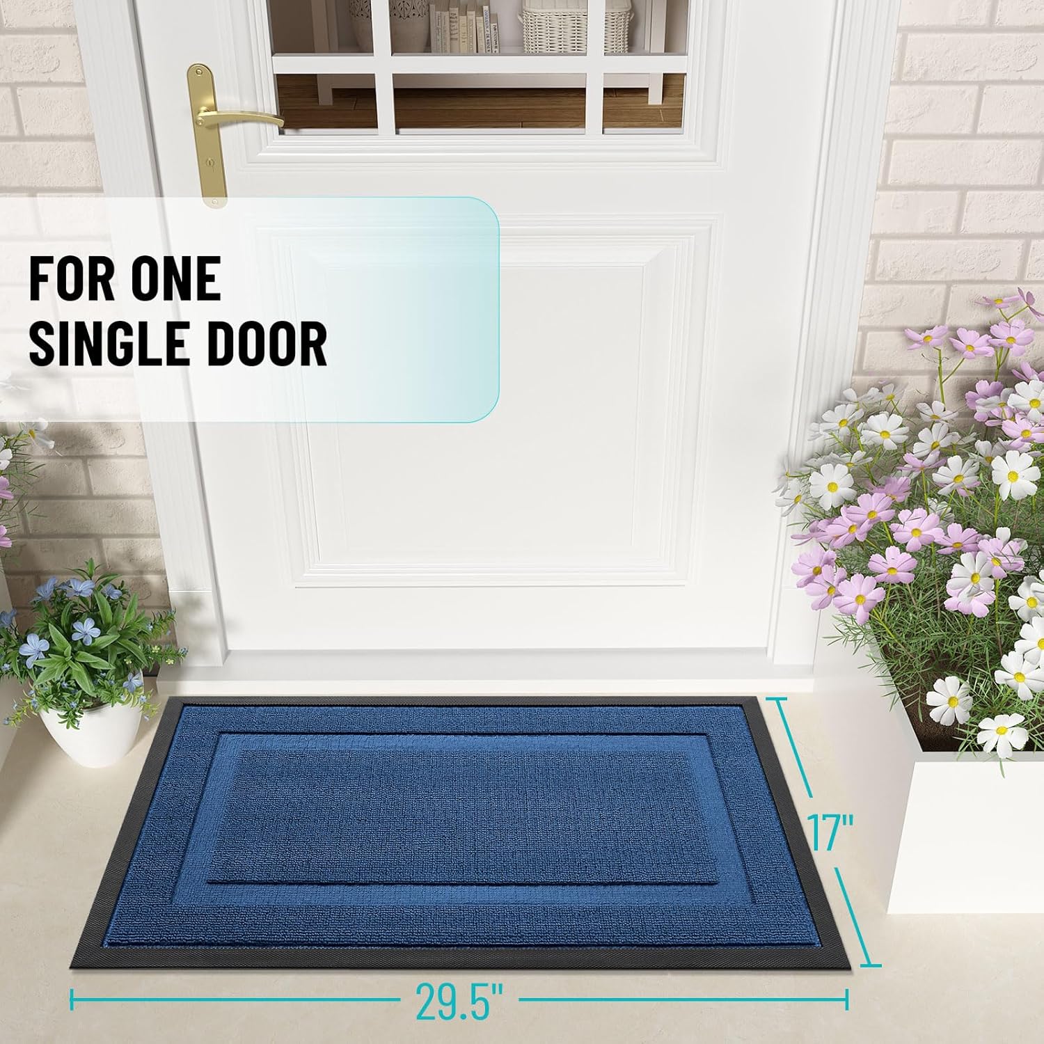 OLANLY Indoor Outdoor Front Door Mat - Waterproof All-Season Doormat, Easy Clean, 33x21, Navy Blue