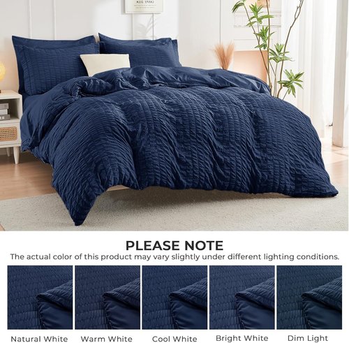 HYMOKEGE Navy Blue Twin Comforter Set - 5-Piece All-Season Luxury Bedding Set with Sheets & Pillowcase