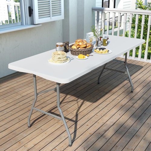 Heavy-Duty 6FT Folding Table by [Brand Name] - Portable Plastic Utility Table for Indoor/Outdoor Events | White