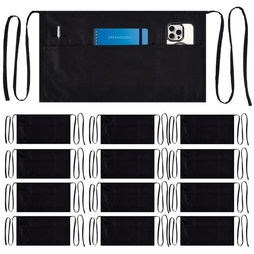 Dreamology 12 Pack Server Aprons with 3 Pockets,Black Server Apron,Waitress Apron,Waist Aprons with Pockets,Server apron,Waiter Aprons,Serving Apron Women,Waist Aprons,Black Aprons Bulk