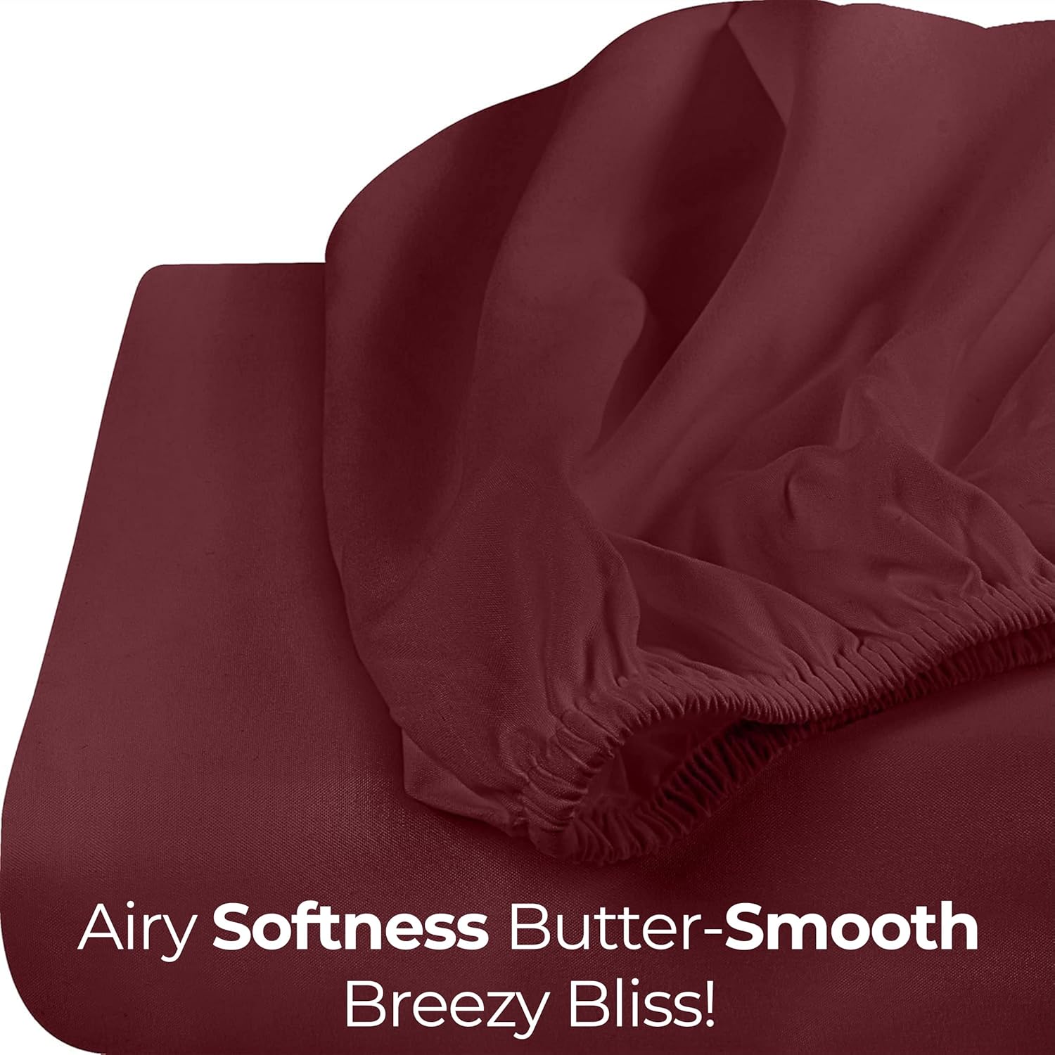 Utopia Bedding Queen Fitted Sheet - Deep Pocket Soft Microfiber - Fade Resistant & Easy Care | Red Burgundy