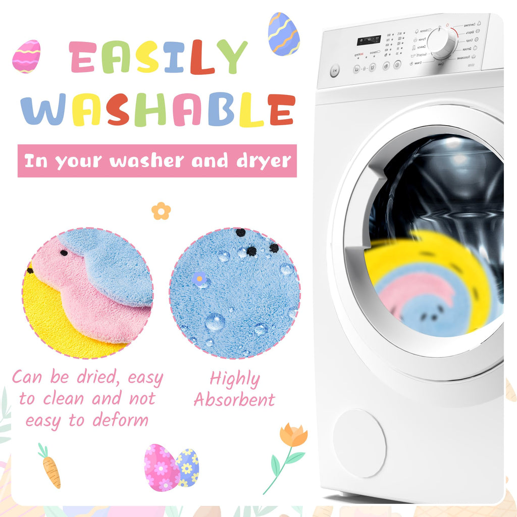 R HORSE 3Pcs Easter Kitchen Towel, Cartoon Rabbit Soft Thick Dish Cloth, Bunny Hand Towel for Bathroom, Easter Bunny Decoration Hand Drying Tea Cloth for Cooking Baking Cleaning Spring