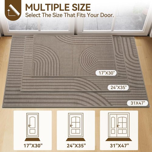 Absorbent Brown Front Door Mat by [Brand Name] - 17''x30'' Non-Slip, Washable Indoor Doormat