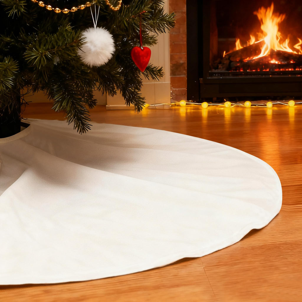 SevenFish 30 Inch Christmas Tree Skirt Decorations Small Soft White Plush Tree Skirt for Christmas Party Mat Indoor Outdoor Holiday Family Winter Home Decorations