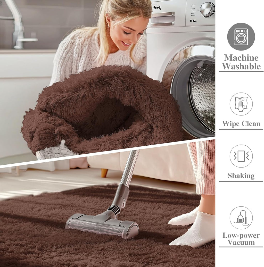 OLANLY 5x5 Area Rug - Soft, Fluffy Shaggy Carpet for Living Room & Bedroom | Machine Washable, Ideal for Kids & Nursery Decor