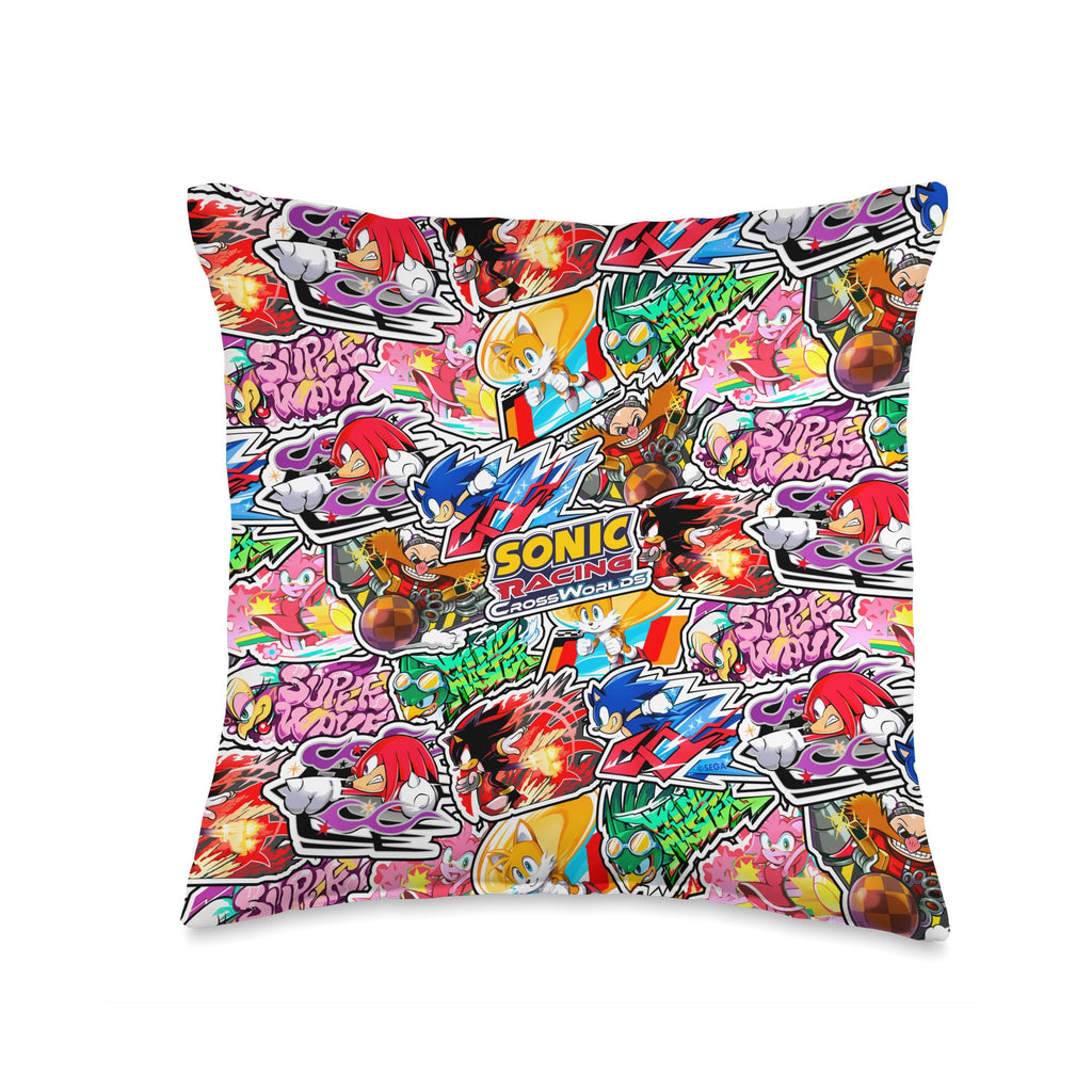 Sonic Racing CrossWorlds - Decals Throw Pillow