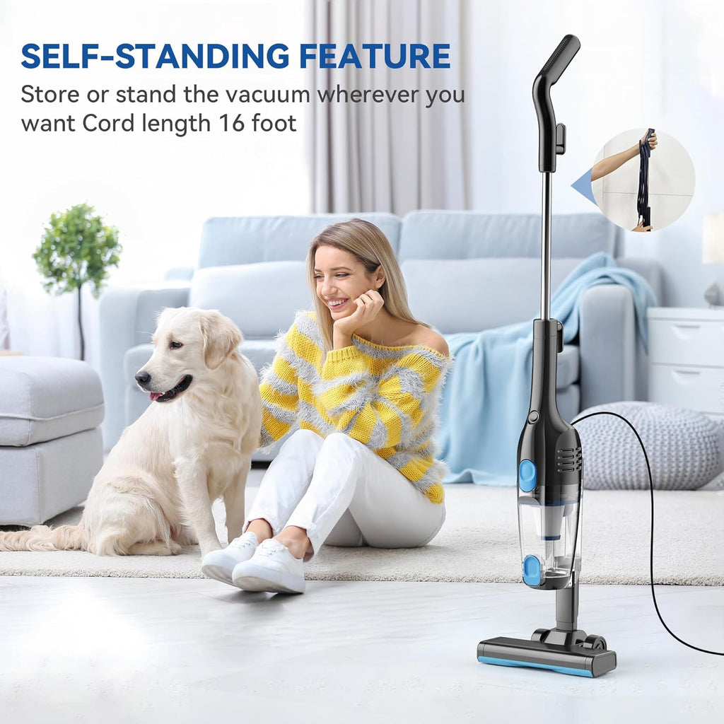 Vazone R6X Corded Stick Vacuum Cleaner - 20Kpa Powerful Suction | 16Ft Cord, 2-in-1 Lightweight for Pet Hair