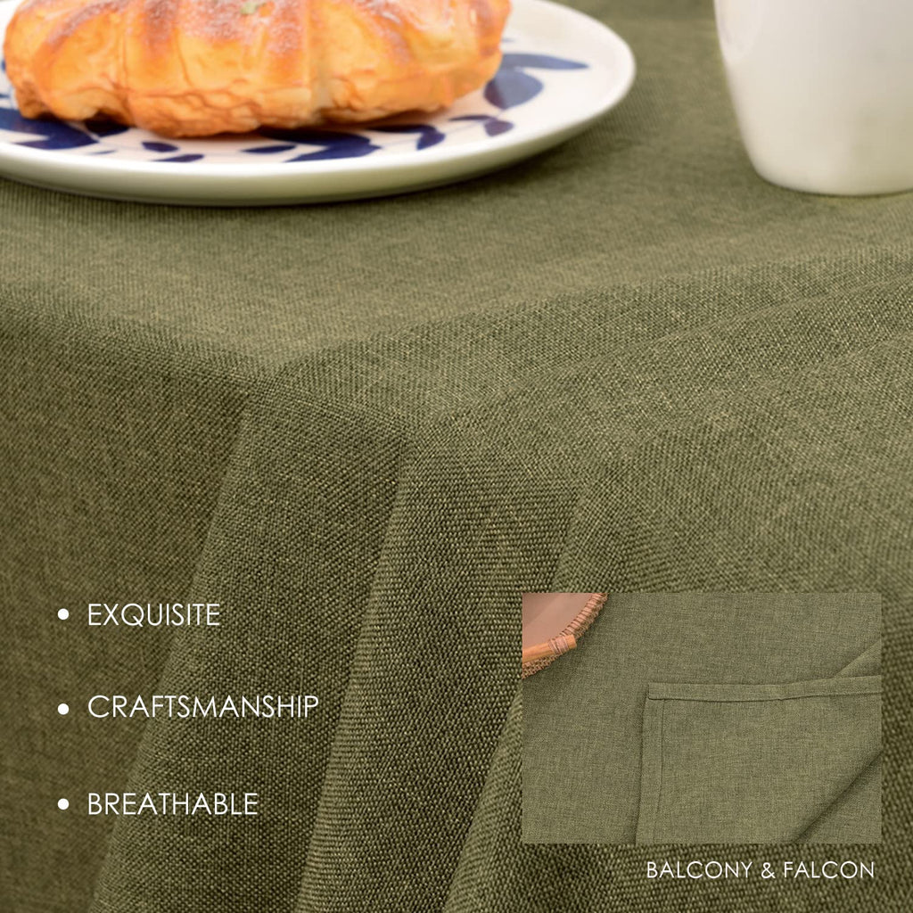 BALCONY & FALCON Extra-Large Table Cloth for 8ft Rectangle Tables – Waterproof & Crease-Proof Farmhouse Tablecloth for Banquet, Wedding, Baby Shower，Christmas Holiday Party (Olive, 91" x 156")