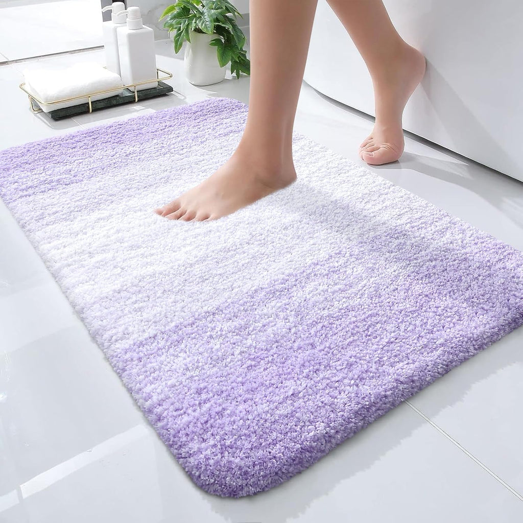 OLANLY Bath Rugs Mat - Extra Soft Microfiber, Quick Dry, Rubber Backing - 24x16 Light Purple