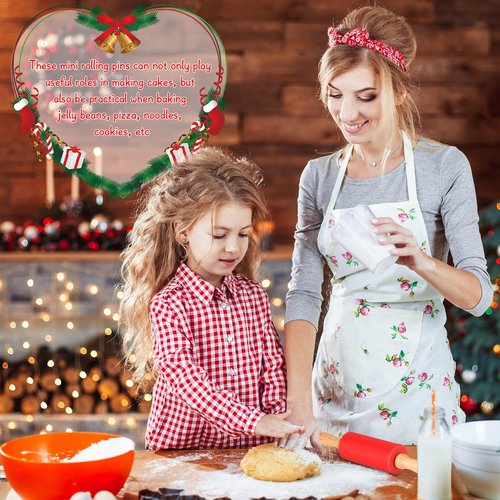 20 Pcs Small Rolling Pin Kids 9 Inch Mini Rolling Pin Silicone Wooden Cooking Pins Baking 5 Colors Non Stick Kids with Wooden Handle for Kitchen Dough Cookie Pastry Fondant Cake