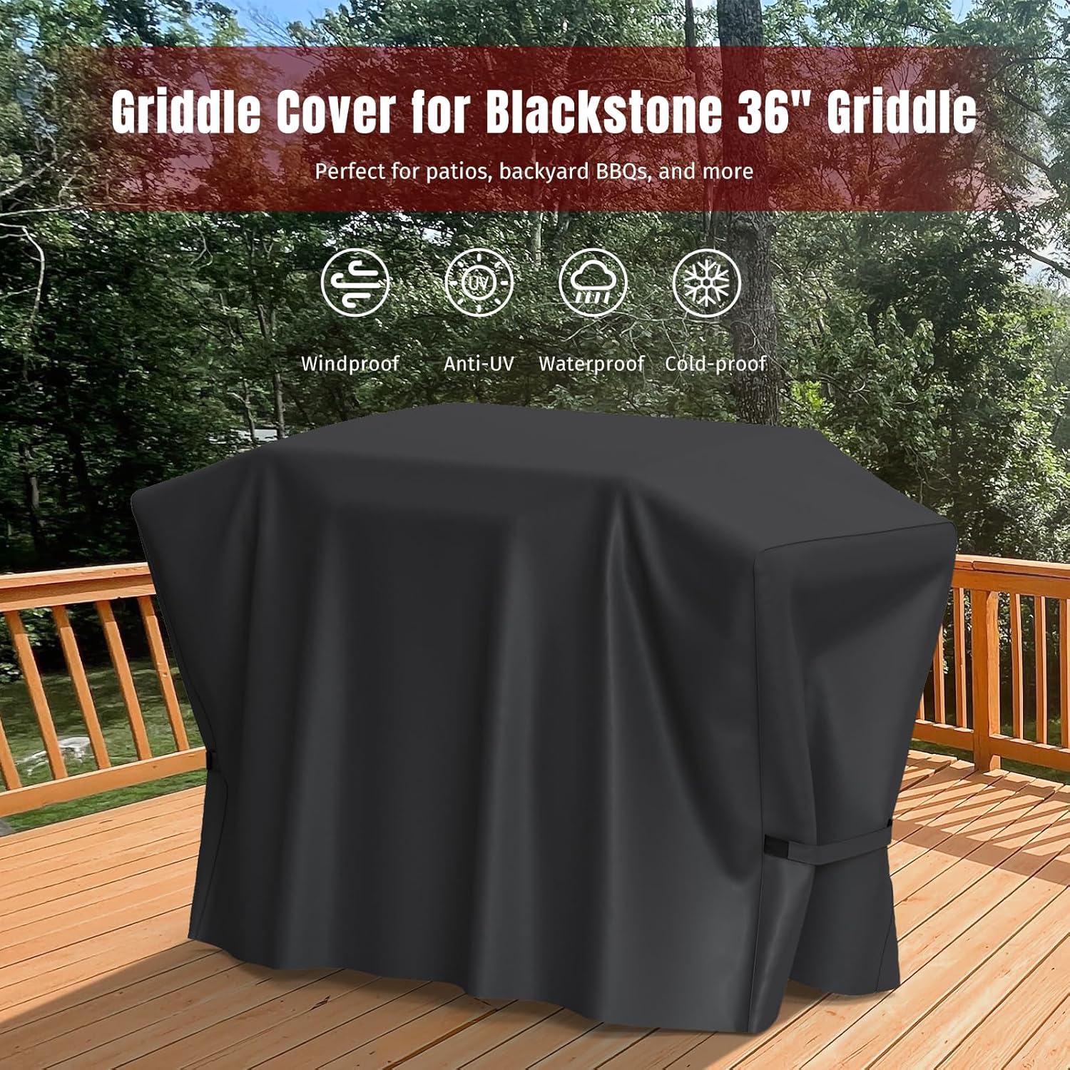 SHINESTAR Griddle Cover - Heavy Duty Waterproof & UV-Resistant for 36 Inch Blackstone Grill