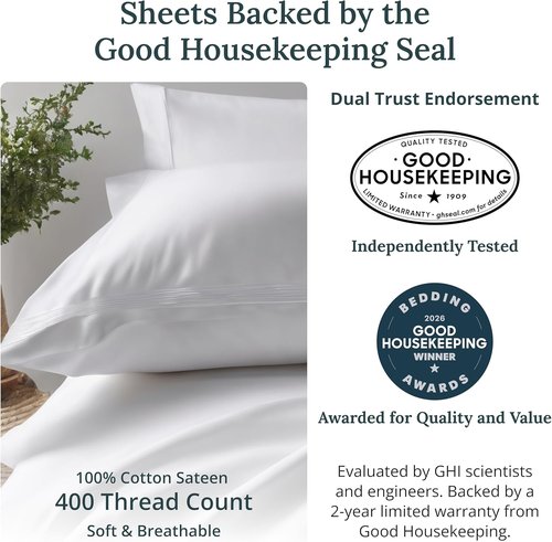 California Design Den 100% Cotton Full Size Sheet Set - 400 Thread Count, Smooth Sateen Finish, Deep Pockets - Mauve