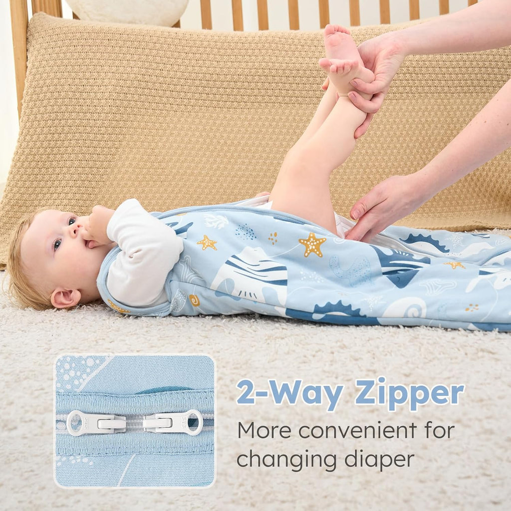 Yoofoss Baby Sleep Sack - 0-6 Months | TOG 2.5 Organic Cotton Wearable Blanket - Warm & Comfy