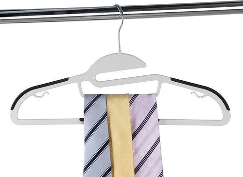 Finnhomy Heavy Duty Plastic Hangers - Non-Slip Pads & Space Saving Design | 50 Pack, White