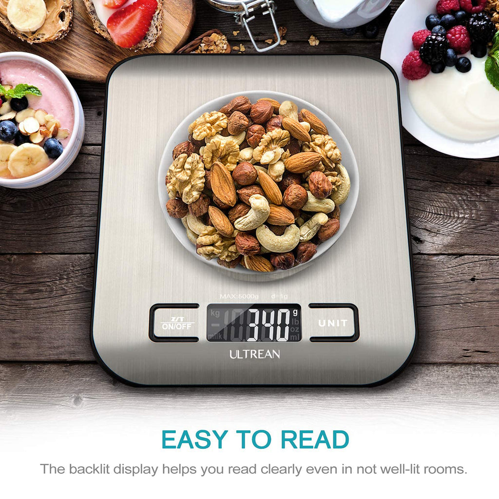 Ultrean Digital Kitchen Scale - Precision Weight Measurement in Grams & Ounces | 11lb Capacity, Stainless Steel