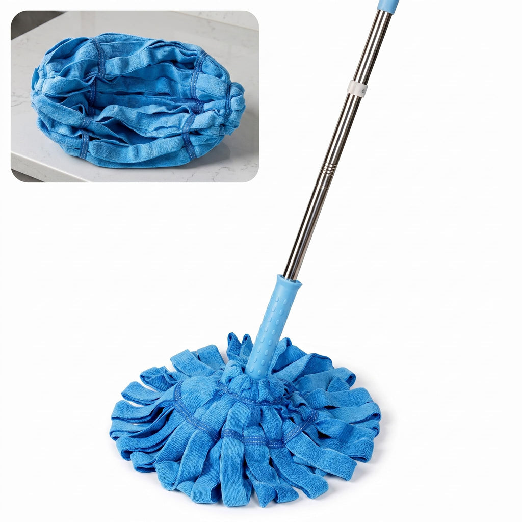 EaseYourDay Self-Wringing Twist Mops, Hands-Free Ratchet Wringing, Microfiber Mop with 1 Extra Refill