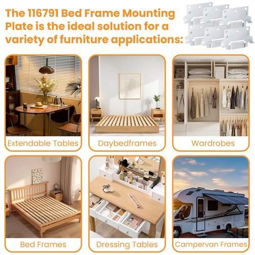 Zookpr 116791 Mounting Plates Replacement for IKEA Bed Frame Brackets Part #116791,6 Pack