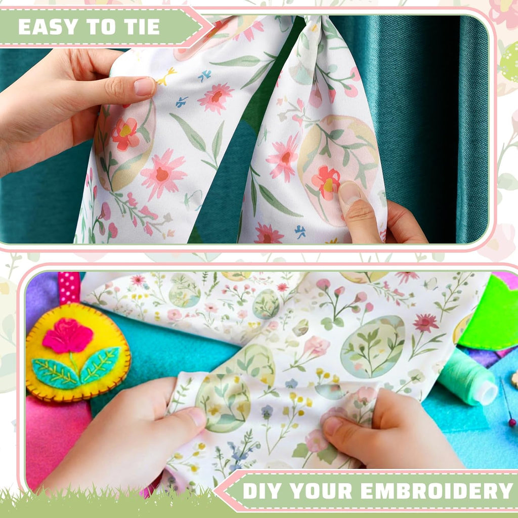 VitalCozy Easter Egg Floral Wreath Sash - Satin Ribbon for Monogrammed Decor | Indoor/Outdoor Use