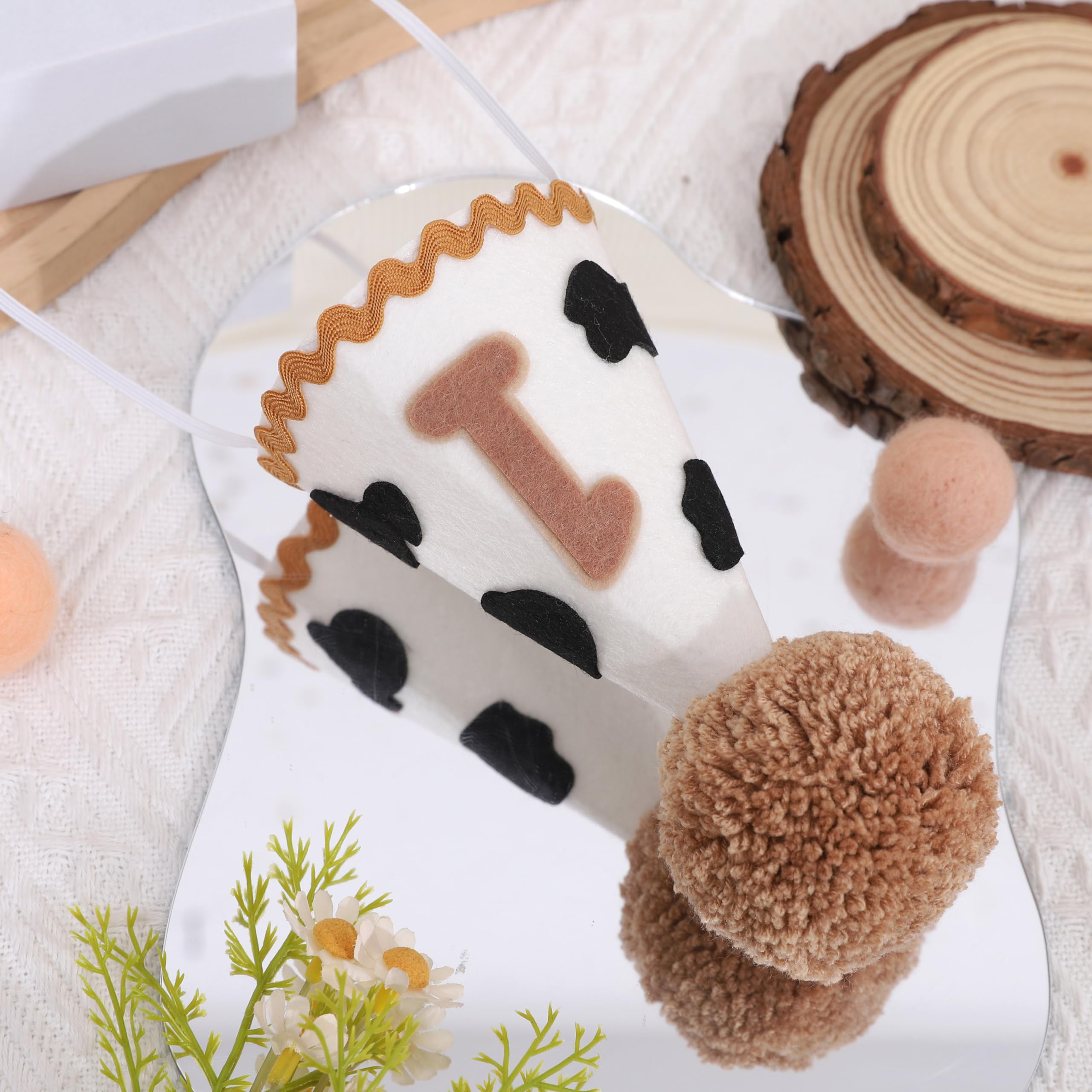 MAMUXI Cow Print 1st Birthday Hat - Cowboy One Birthday Decorations, My First Rodeo Party Cone Hat, Little Cowboy Smash Cake Photo Props, Western Farm Cow Party Cap (Cowboy Birthday Hat)