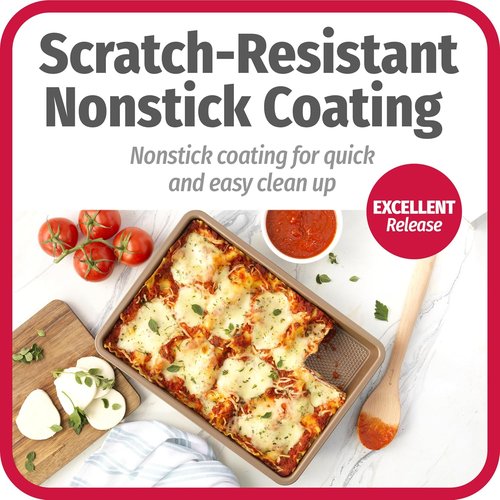 GoodCook BestBake Nonstick Bronze 9" x 13" Baking Pan - Durable Carbon Steel, Scratch-Resistant Design for Easy Cleanup