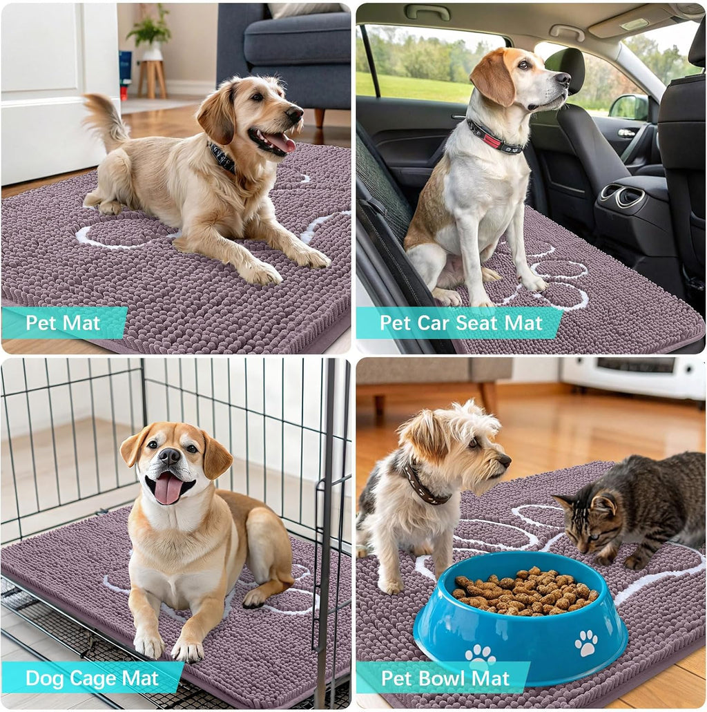 OLANLY Dog Door Mat - Absorbent Non-Slip Mud Mat for Muddy Paws | 36x24, Deep Plum Color