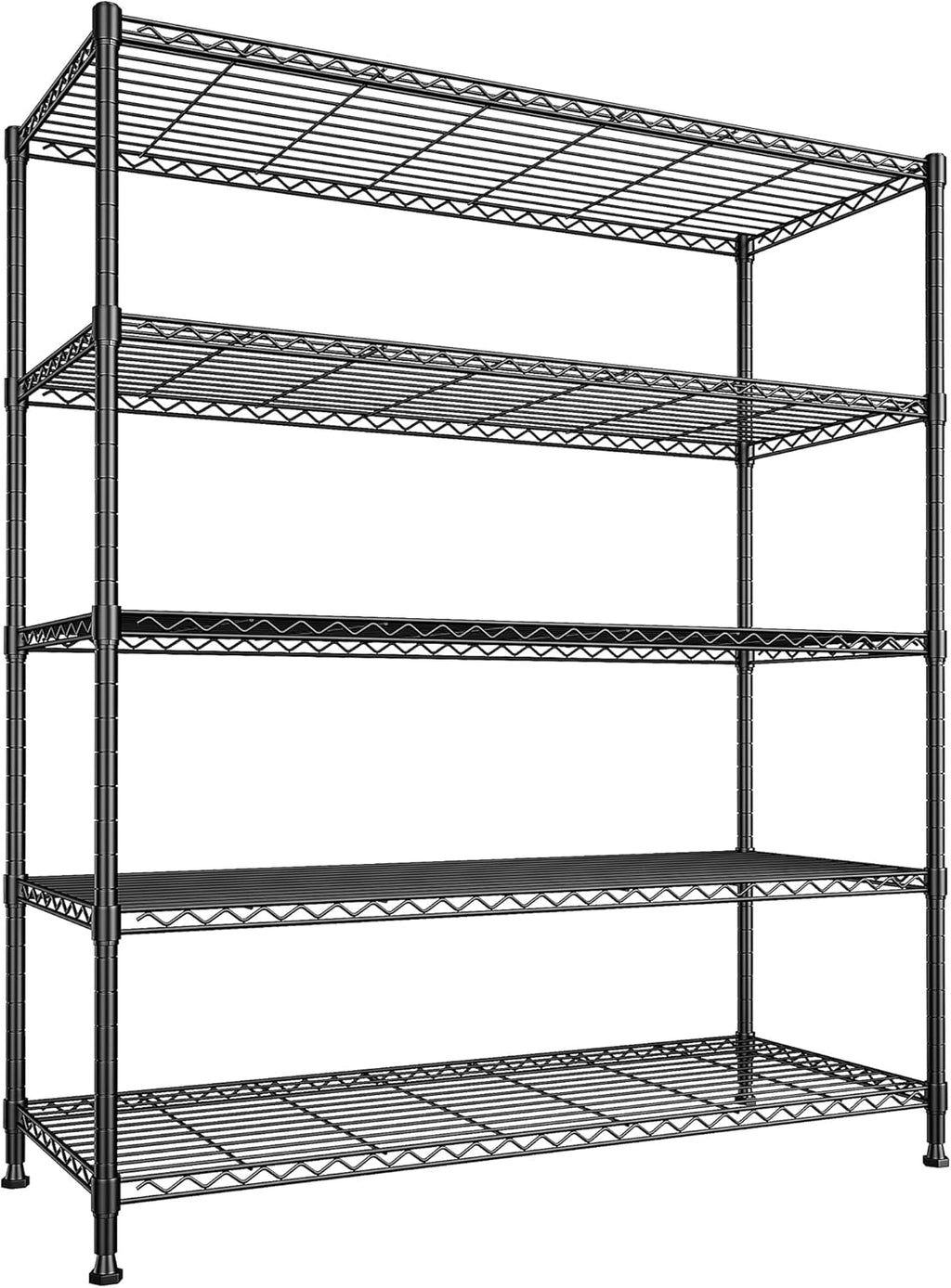 Skiennix 5-Tier Wire Shelving Unit - Adjustable Metal Storage Rack for Kitchen, Pantry, Garage | 45" W x 13.5" D x 70.5" H - Black