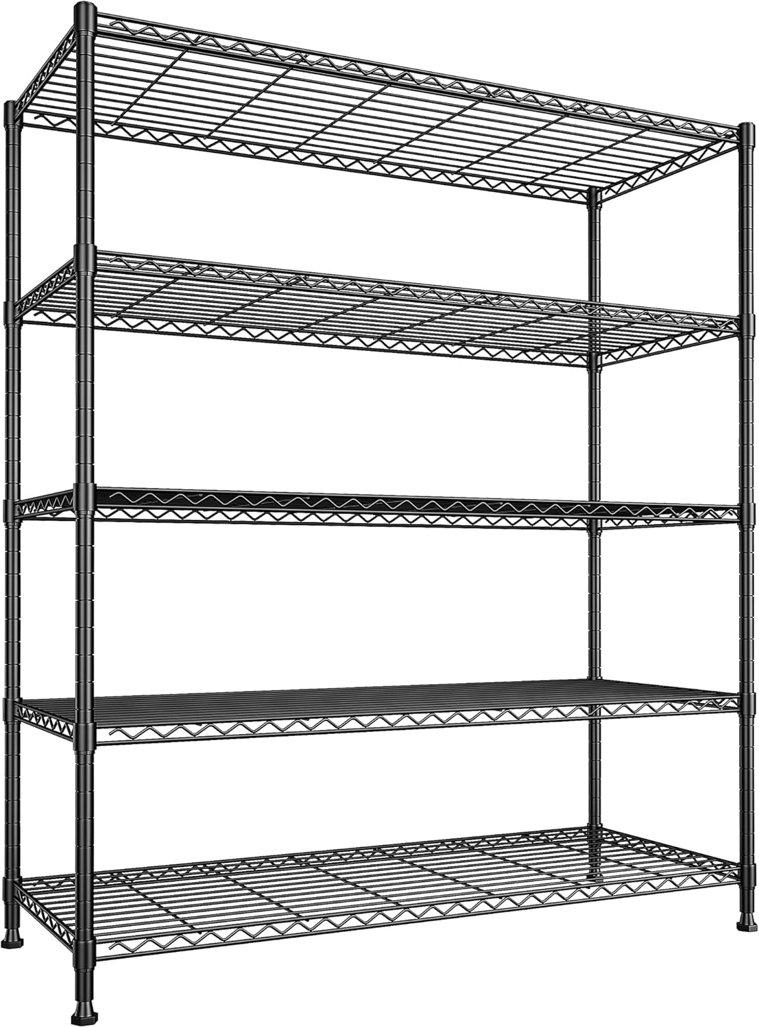 Skiennix 5-Tier Wire Shelving Unit - Adjustable Metal Storage Rack for Kitchen, Pantry, Garage | 45" W x 13.5" D x 70.5" H - Black