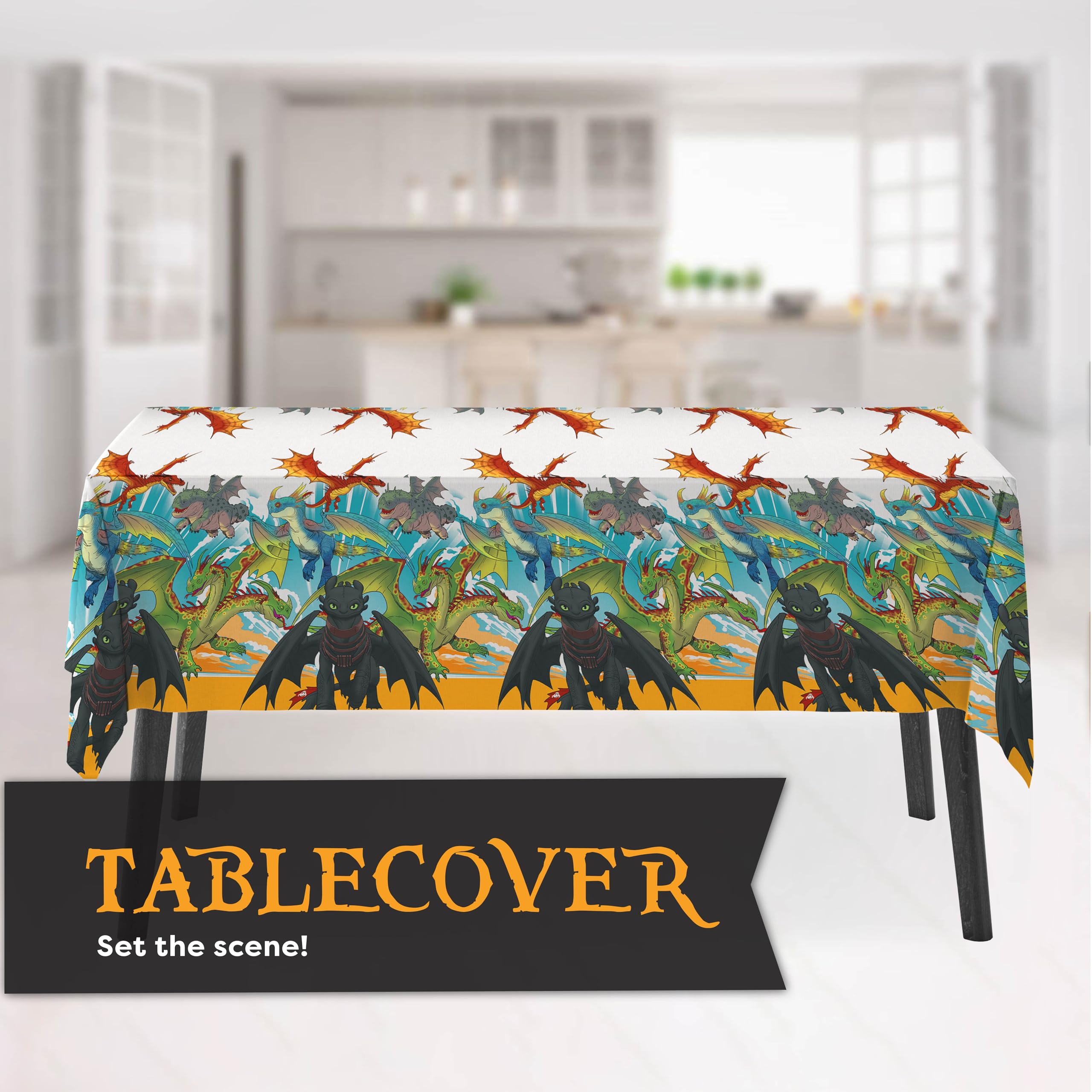 How to Train Your Dragon Party Supplies & Decorations | Tablecloth, Plates, Napkins, Sticker | Officially Licensed