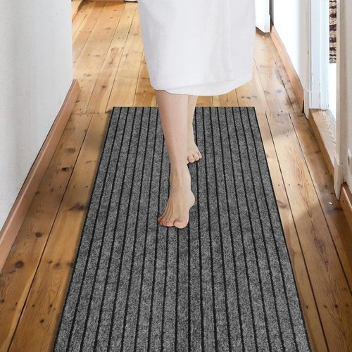 Custom Size Non-Slip Area Rugs Runner by [Brand Name] - Easy Clean & Waterproof | 2FT x 6FT Gray Stripe for Hallway, Kitchen, Laundry