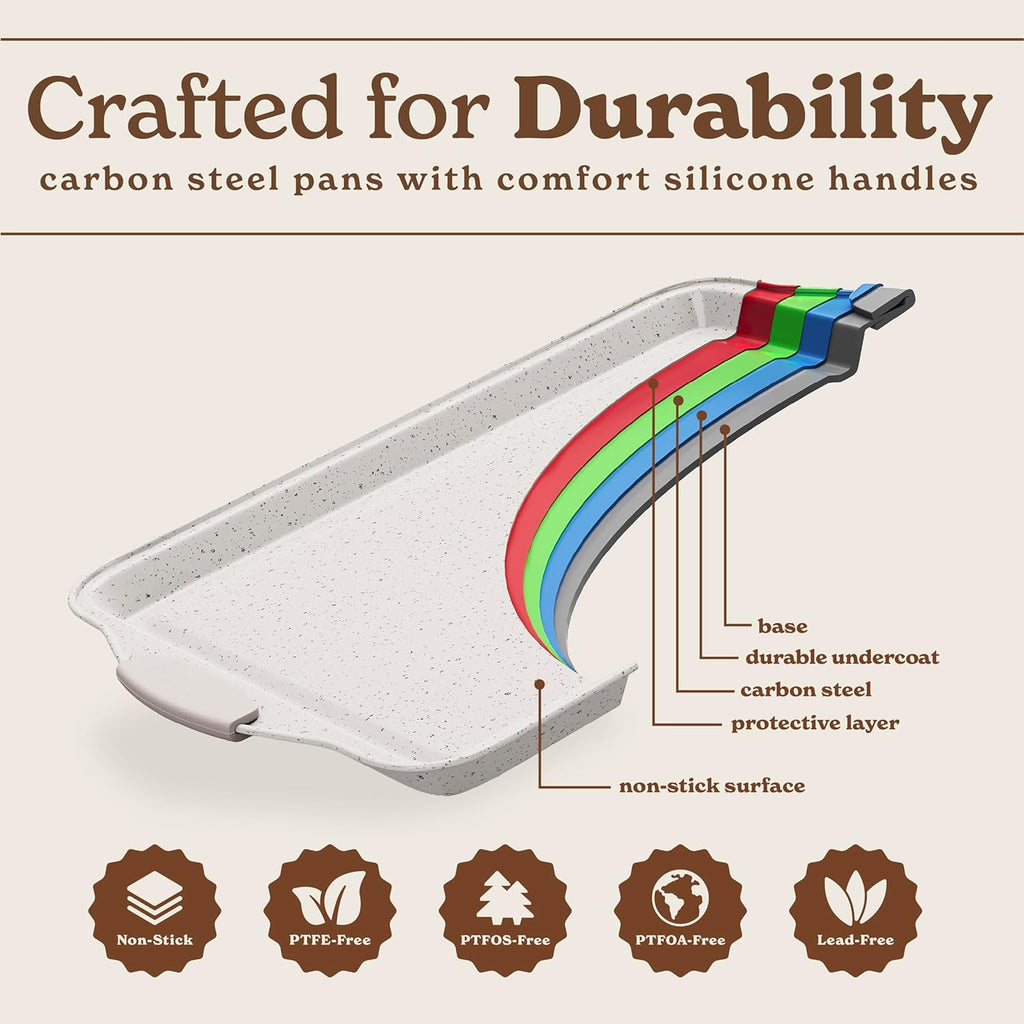 Country Kitchen Nonstick Bakeware Set - Heavy-Duty, Easy Release, Stackable | 4-Piece Cream Set