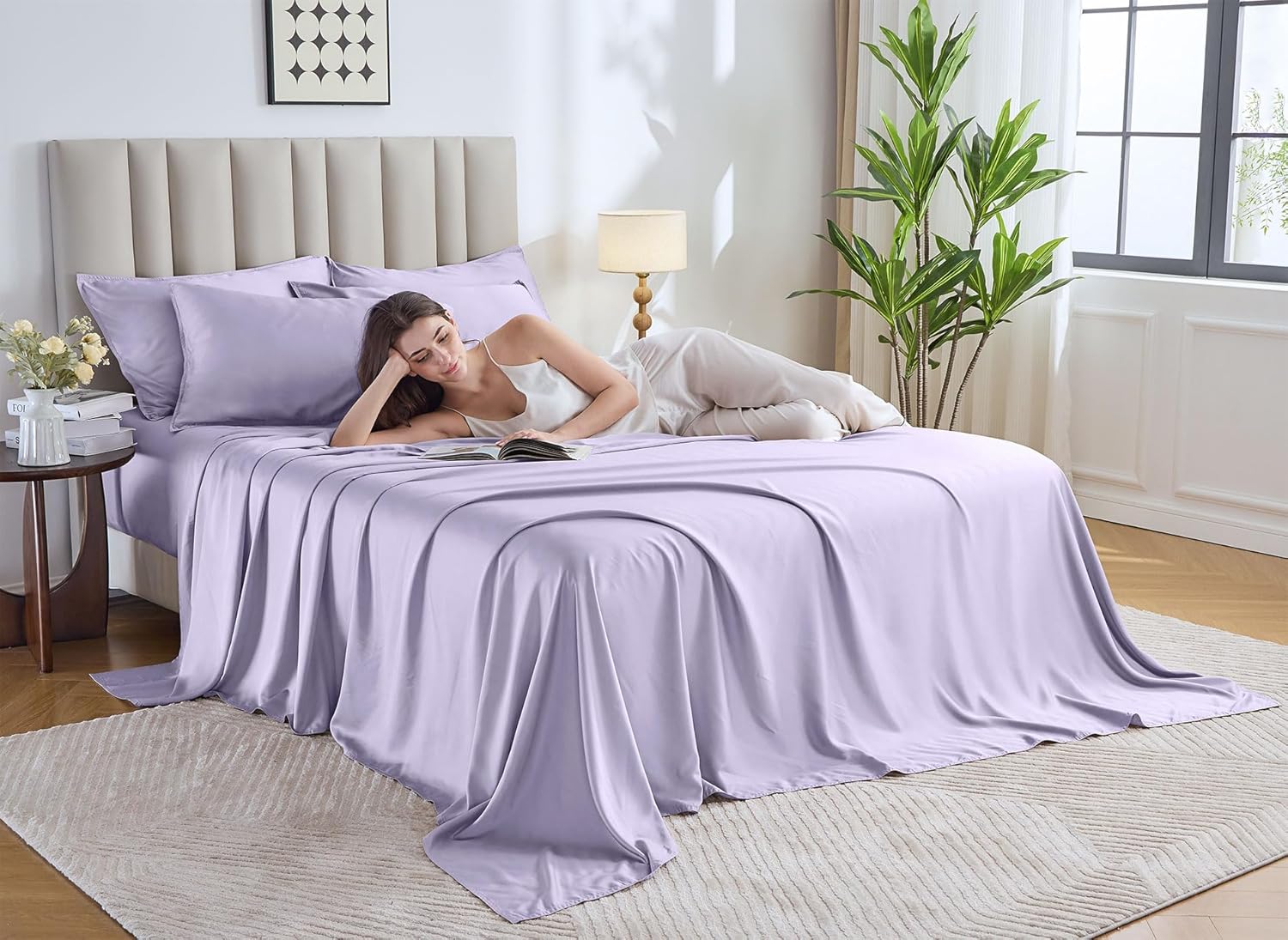 Pure Bamboo Twin Sheets - Luxuriously Soft & Cooling 100% Organic Viscose Bed Sheet Set | Twin, Lavender