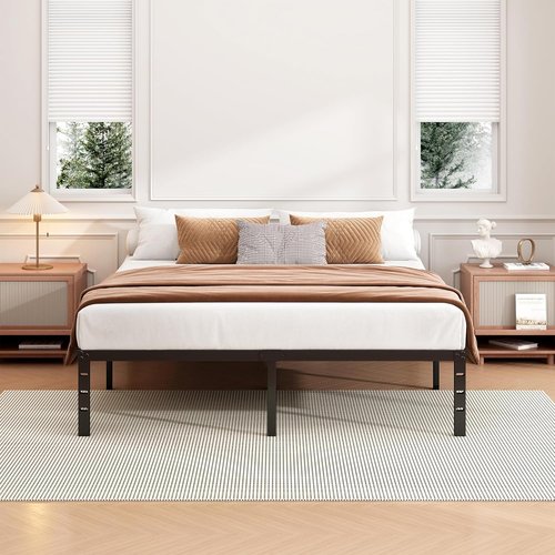 Hafenpo 18 Inch Full Bed Frame - Sturdy Metal Platform, No Box Spring Needed, Easy Assembly | Heavy Duty Black