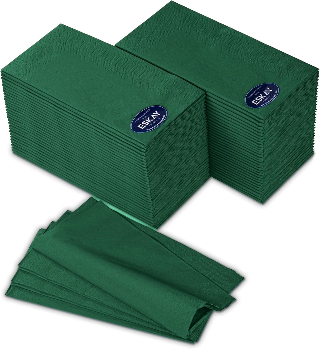 Premium Dark Green 3-Ply Disposable Dinner Napkins | 250 Count for Parties & Events